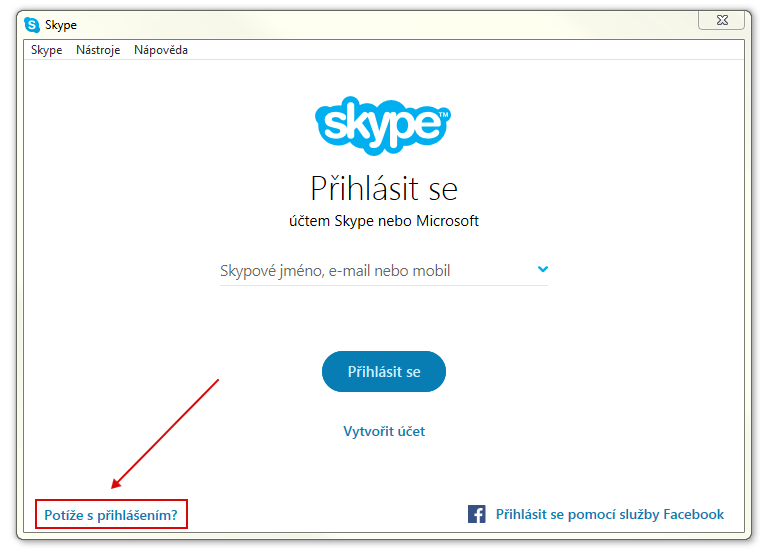 Obnova hesla na Skype